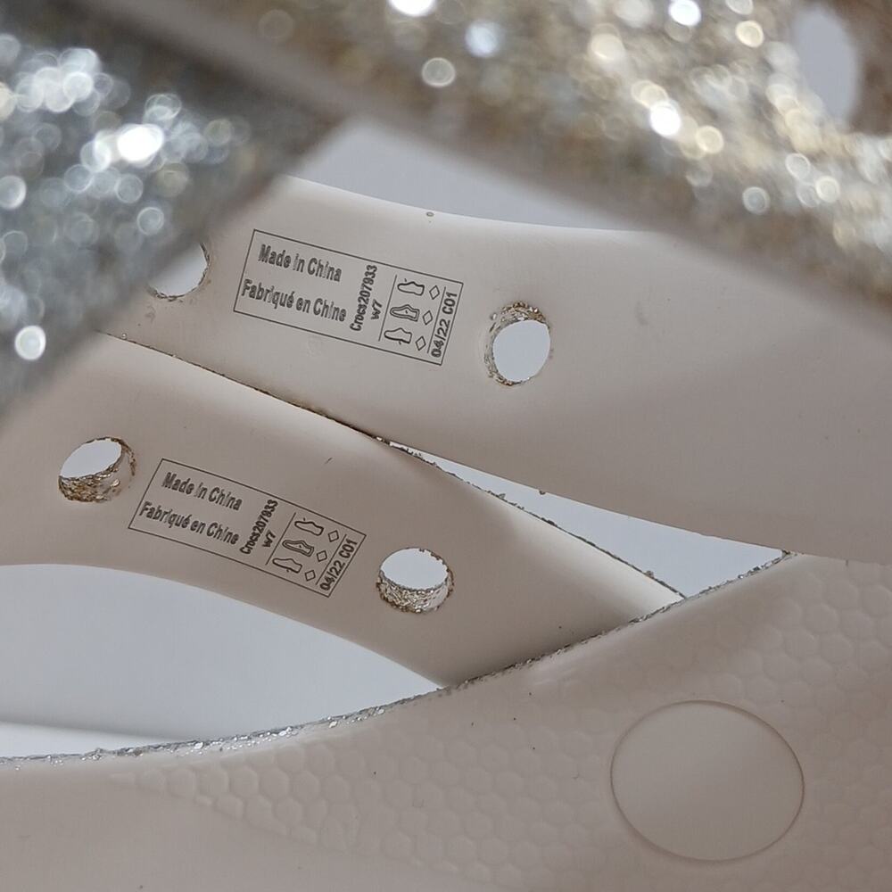 Croc Platform Glitter Ombre Silver Gold Slip on Classic High Heel Clogs Size 7 - Picture 13 of 16
